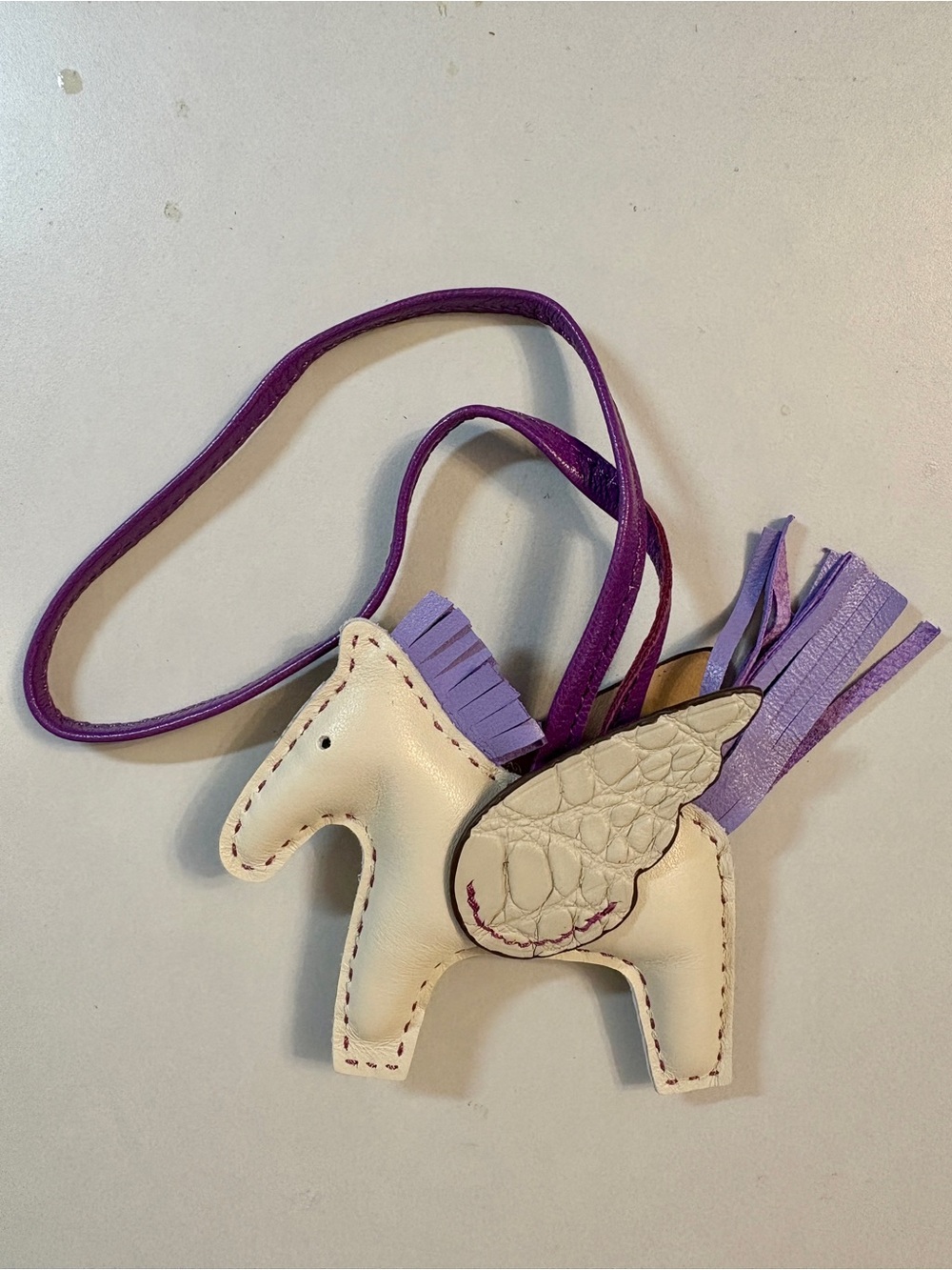 Cream and Purple Pony Bag Charm